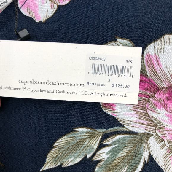 Cupcakes And Cashmere Blue Pink Jacinda Floral Cap Sleeve Keyhole Back Romper - Picture 4 of 10